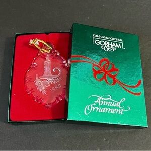 1989 Gorham Crystal Ornament Full Lead Annual Victorian Candle Pinecones Branch